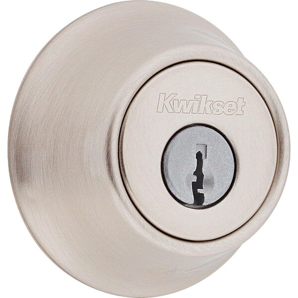 Satin Nickel Adjustable Latch Single Cylinder Deadbolt